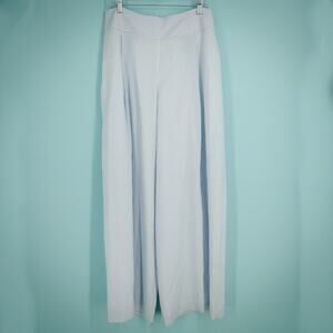 Club Monaco Size 12 Blue White Stripe Wide Leg Side Zip Lined Relaxed Pants NEW